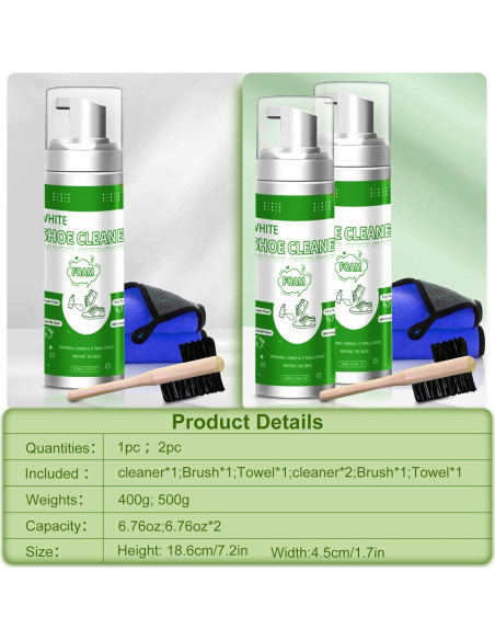 Kit Limpiador de Zapatos Tudepz 200ml - Espuma Rápida y Efectiva