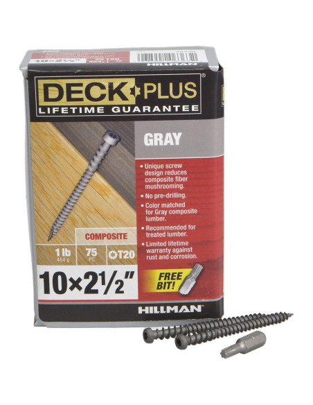 Tornillos para Deck HILLMAN 48439, 75 Piezas, Gris