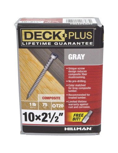 Tornillos para Deck HILLMAN 48439, 75 Piezas, Gris