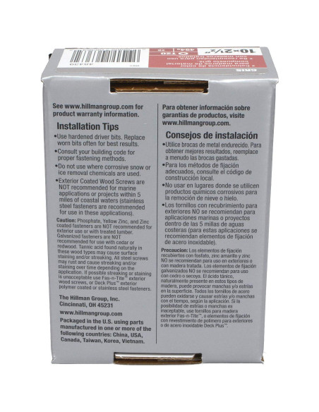 Tornillos para Deck HILLMAN 48439, 75 Piezas, Gris