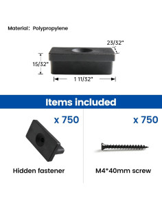 Muzata Sujetadores Ocultos para Deck 750PCS M029 Negro 2