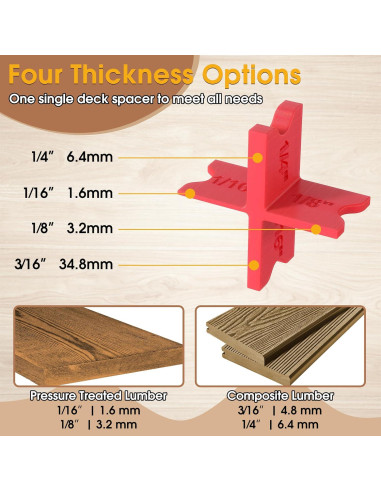 Espaciadores de Deck Saillong 4 Piezas 1.59 a 6.35 mm