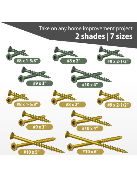 Tornillos para Deck GRRRGOOO 15.24 cm Verde 50 Pcs Alta Resistencia