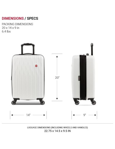 Equipaje Duro Expandible SwissGear 8018 20" Blanco 50.8 cm