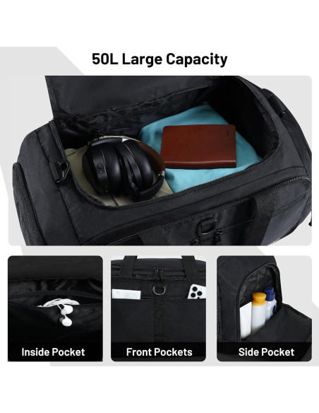 Bolsa de Viaje Plegable MIER 50L con Compartimento para Zapatos