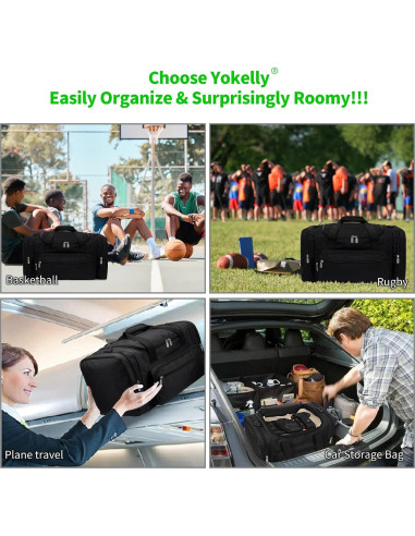 Bolsa de Deporte Duffel YoKelly 20" Negra 40L con 6 Compartimentos