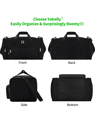 Bolsa de Deporte Duffel YoKelly 20" Negra 40L con 6 Compartimentos