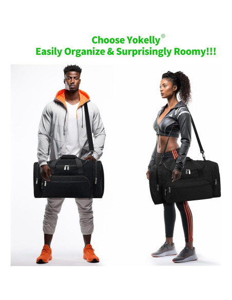 Bolsa de Deporte Duffel YoKelly 20" Negra 40L con 6 Compartimentos