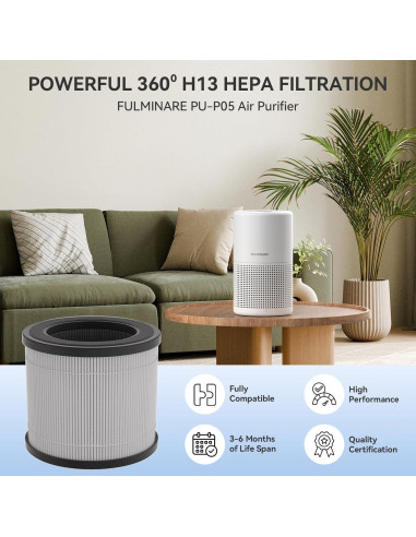 Purificador de Aire FULMINARE PU-P05 HEPA 99.97% 20m
