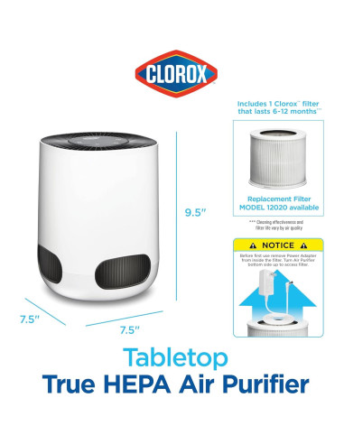 Purificador de Aire Clorox HEPA para Habitaciones hasta 18.58 m