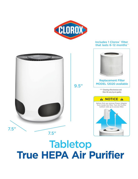 Purificador de Aire Clorox HEPA para Habitaciones hasta 18.58 m