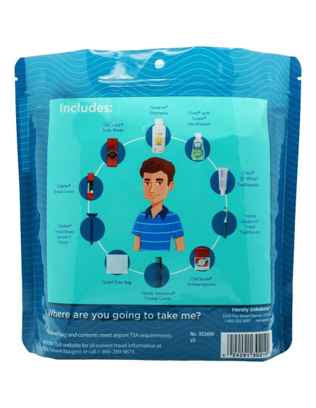 Kit de Viaje Reutilizable para Hombres 10 Piezas Handy Solutions