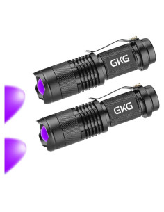 Linterna UV GKG Mini 2 Pack 395nm 3 Modos Zoom 9.1cm