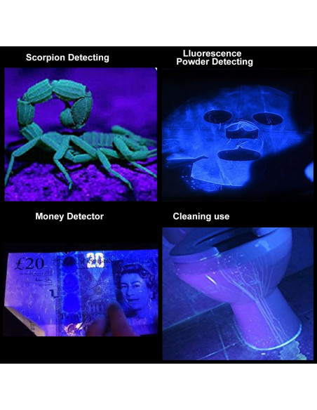 Linterna UV GKG Mini 2 Pack 395nm 3 Modos Zoom 9.1cm