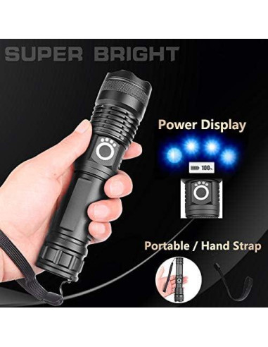 Linterna táctica LED YXQUA DM-101 10000 lúmenes recargable