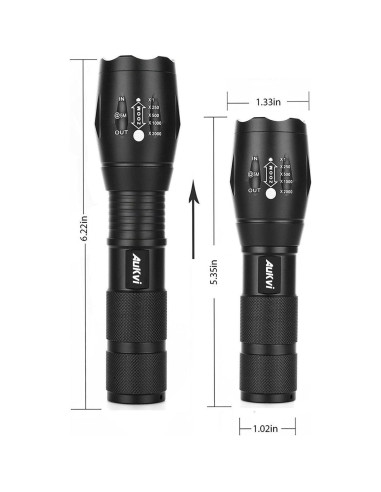 Linterna Táctica AuKvi AKV-E800 3000 Lúmenes Zoomable 5 Modos