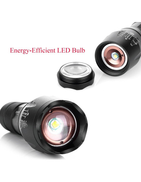 Linterna Táctica AuKvi AKV-E800 3000 Lúmenes Zoomable 5 Modos