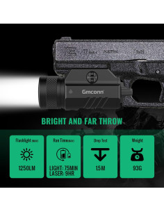 Linterna Compacta Gmconn 1250 Lúmenes para Arma con Modo Estroboscópico 2
