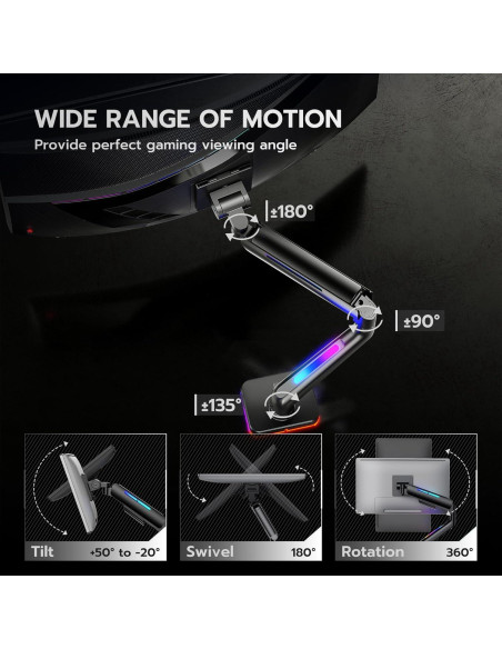 Brazo de Monitor ARES WING GDT1003LBKV1 Ajustable RGB 17-49"