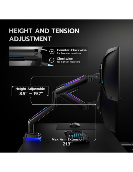 Brazo de Monitor ARES WING GDT1003LBKV1 Ajustable RGB 17-49"