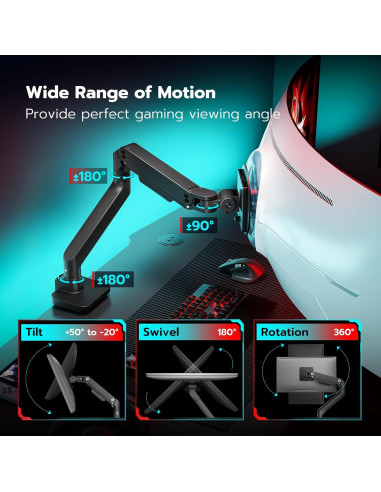Brazo de Monitor ARES WING para Pantallas de 17 a 49" Negro