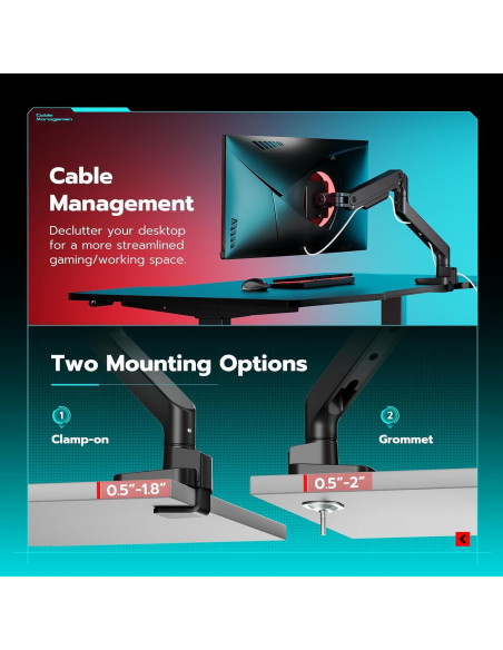 Brazo de Monitor ARES WING para Pantallas de 17 a 49" Negro