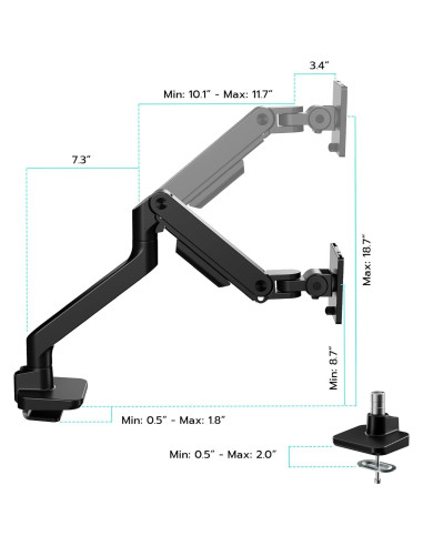 Brazo de Monitor ARES WING para Pantallas de 17 a 49" Negro