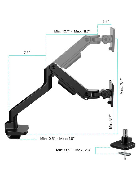 Brazo de Monitor ARES WING para Pantallas de 17 a 49" Negro