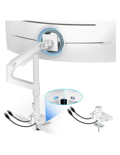 Soporte de Monitor Ultrawide ARES WING Blanco con USB-A/C
