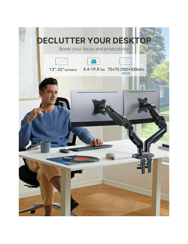 Soporte Doble Monitor HUANUO HNDS6 Ajustable 13-32" 2-9 kg