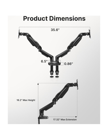 Soporte Doble Monitor HUANUO HNDS6 Ajustable 13-32" 2-9 kg