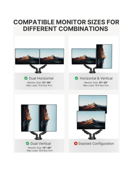 Soporte Doble Monitor HUANUO HNDS6 Ajustable 13-32" 2-9 kg