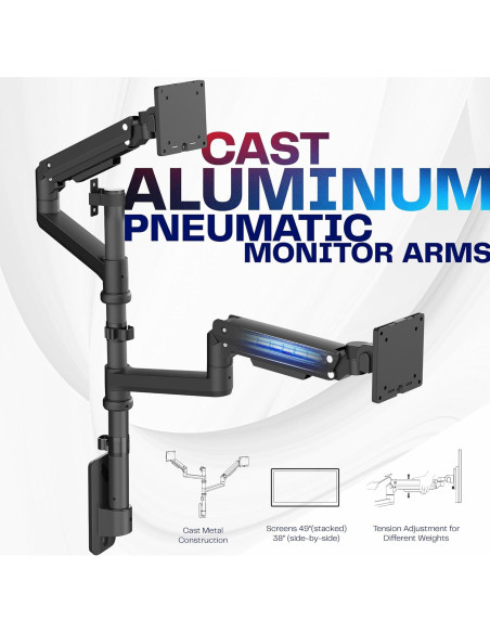 Soporte de Pared Doble Neumático VIVO para Monitores Ultrawide