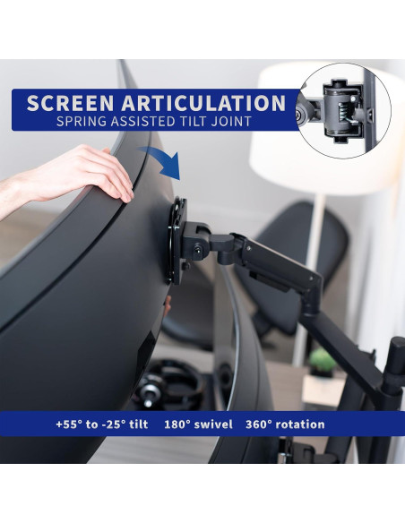 Soporte de Pared Doble Neumático VIVO para Monitores Ultrawide