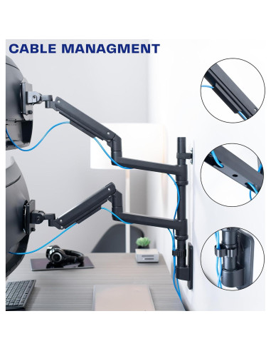 Soporte de Pared Doble Neumático VIVO para Monitores Ultrawide