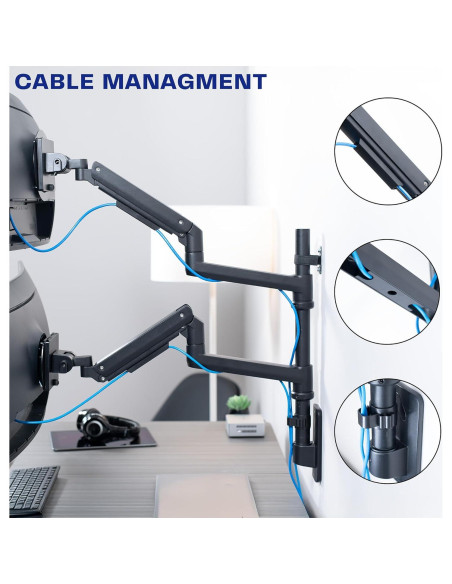 Soporte de Pared Doble Neumático VIVO para Monitores Ultrawide