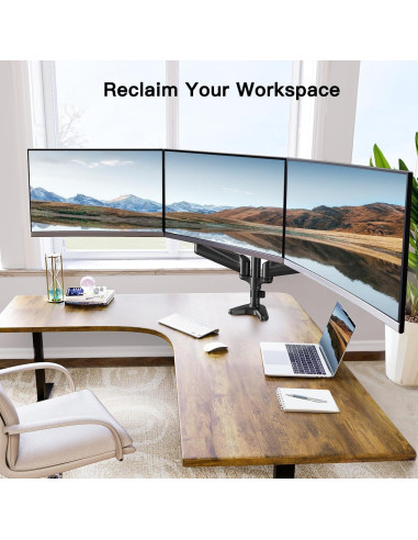 Soporte Triple para Monitores HUANUO HNTS3B hasta 32" (81.28 cm) Negro