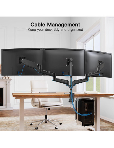 Soporte Triple para Monitores HUANUO HNTS3B hasta 32" (81.28 cm) Negro