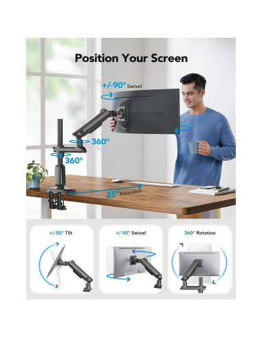 Brazo de Monitor HUANUO para Pantallas Ultrawide hasta 49"