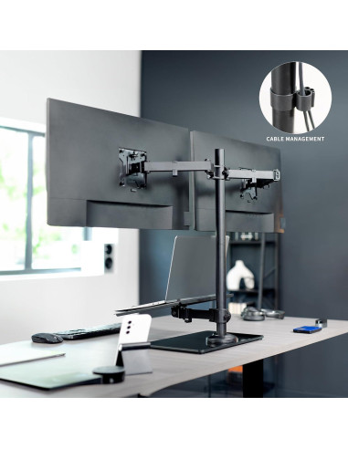 Soporte de Escritorio VIVO para Doble Monitor y Laptop 43.18 cm