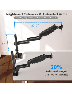Soporte de Monitor de Brazo Largo ErgoFocus 13-32" Ajustable 9kg 2