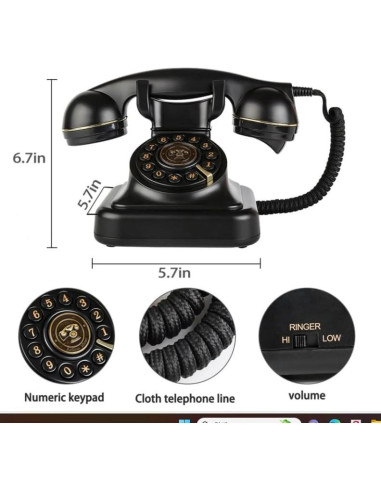 Teléfono de Línea Fija Retro SUNG CHY con Control de Timbre