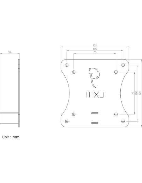 Adaptador VESA Gladiator Joe para Monitores HP 22F 23F 24F 25F 27F