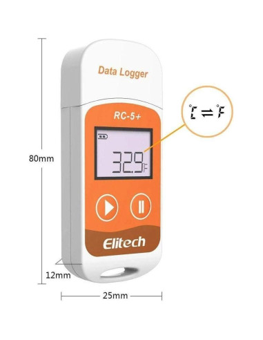 Registrador de Datos de Temperatura Elitech RC5+ USB -10 Unidades