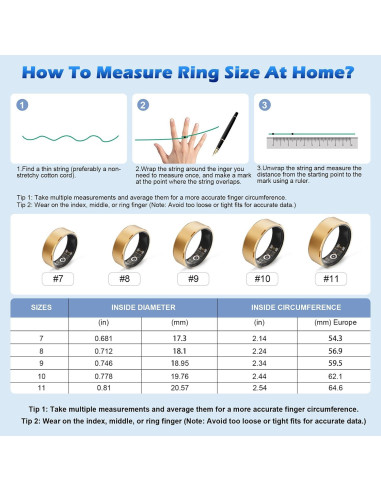 Anillo Inteligente GYSOA R11M Oro 18.1mm Salud y Fitness