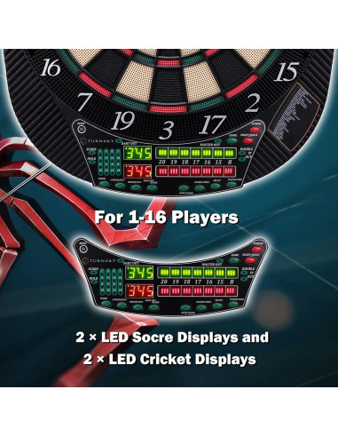 Tablero de Dardos Electrónico Turnart 34.29 cm - 16 Jugadores