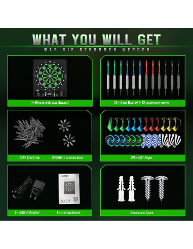 Tablero de Dardos Electrónico CyeeLife con 12 Dardos y Adaptador