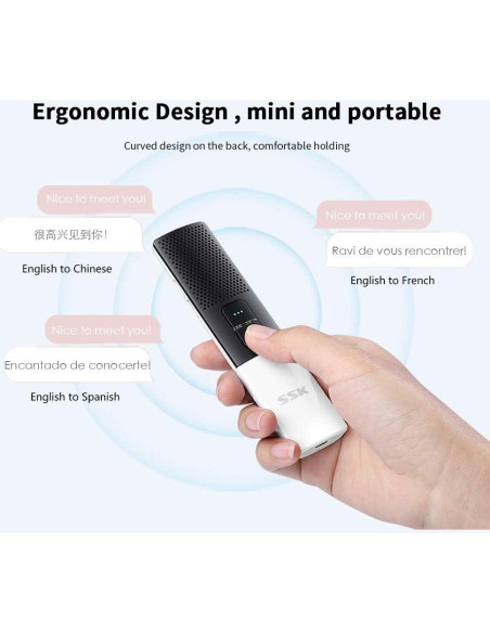 Traductor de Voz Portátil SSK STT01, 86 Idiomas, Bluetooth