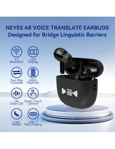 Auriculares Traductores Neyes 3-en-1 Bluetooth Negro