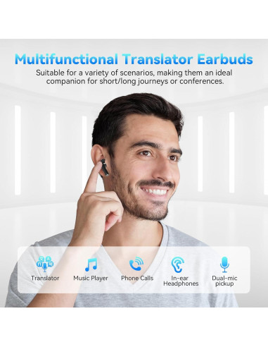 Auriculares Traductores Neyes 3-en-1 Bluetooth Negro